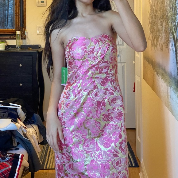 NWT Lilly Pulitzer pink/gold dress 💕🎉 - Picture 4 of 8